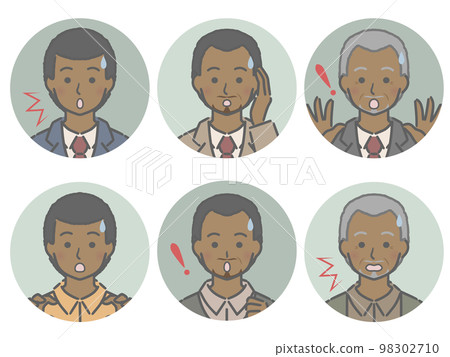 Surprised black man circle icon set Surprised black man circle icon set 98302710