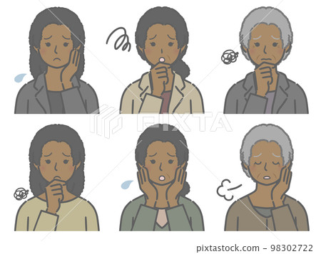 Troubled black woman's upper body set - Stock Illustration [98302722 ...