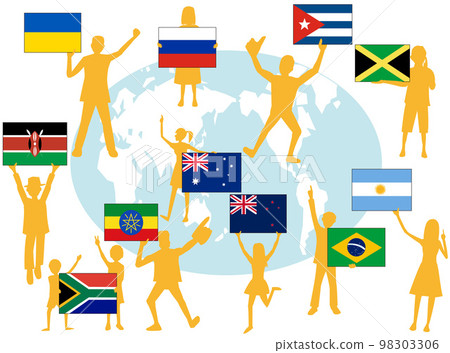 世界各國升起國旗，祈願和平。 98303306