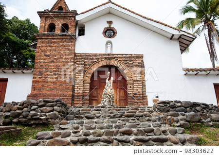 Beautiful young woman at the historical San Antonio Church located in the city of Cali in Colombia Beautiful young woman at the historical San Antonio Church located in the city of Cali in Colombia 98303622