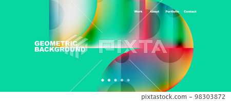 Metallic shiny fluid colors with geometric elements. Geometric abstract background for Wallpaper, Banner, Background, Card, Book Illustration, landing page 98303872