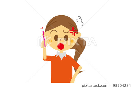 Illustration of a woman calling with an angry face 98304284
