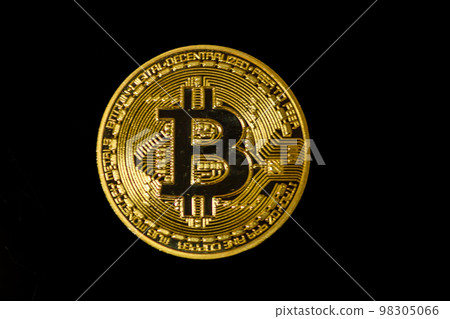 Macro shot of Bitcoin on black background 98305066