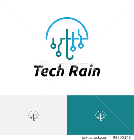 Tech Rain Umbrella Technology Circuit Line Logo 98305348