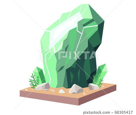 big green mineral in nature. precious gem. 98305417