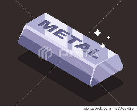 metal palletized gray ingot on a dark background. material for metallurgy. 98305426