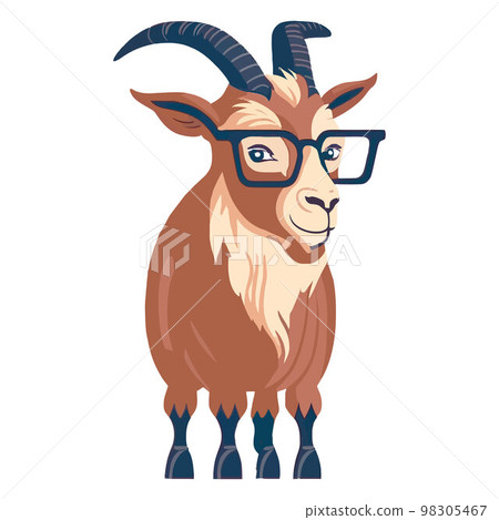 smart brown ram in eyeglasses. educated animal. 98305467
