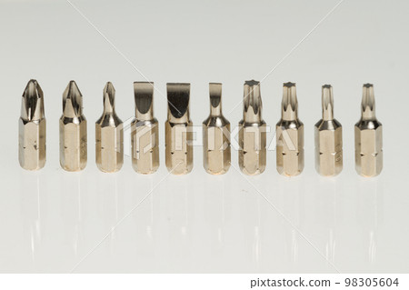 Screwdriver sockets on white background 98305604