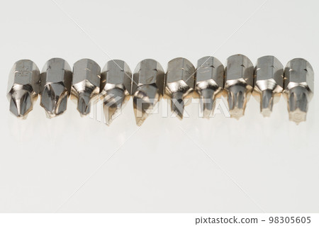 Screwdriver sockets on white background 98305605