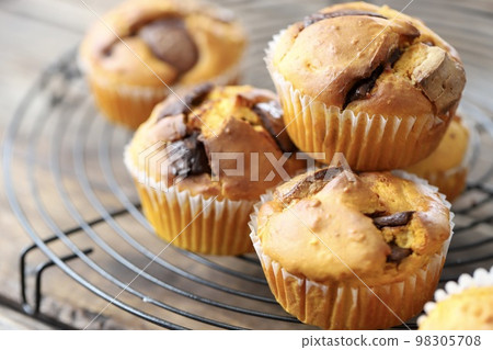 Rice flour chocolate muffins with pumpkin kneaded into them - gluten-free treats 98305708