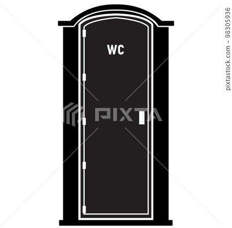 Mobile portable plastic toilet icon on white background. Restroom WC lavatory stall. Portable chemical bio toilet outdoor mobile plastic lavatory stall. flat style.  98305936