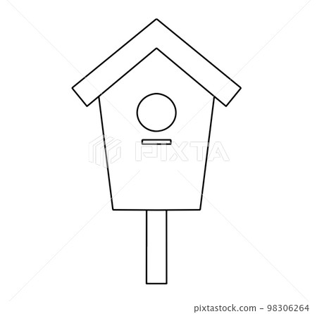Birdhouse icon. Home feeder isolated on white background. Vector simple line drawing 98306264