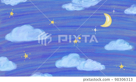 Night sky background Fairy tale sky, clouds and moon Hand drawn illustration Night sky background Fairy tale sky, clouds and moon Hand drawn illustration 98306313