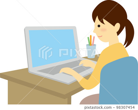 Woman to enter personal computer 98307454