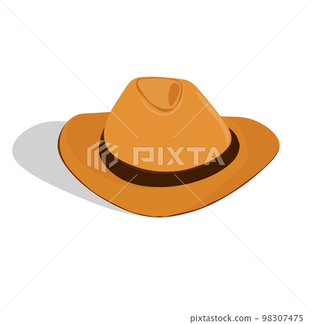 Cowboy hat isolated element. Vector drawing illustration for icon, game, packaging, banner. Wild west, western, cowboy concept 98307475