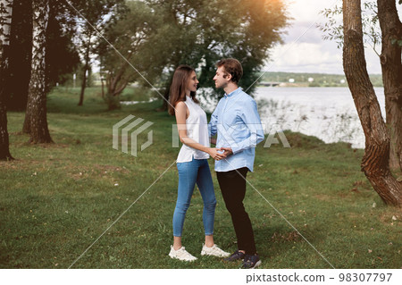 couple in love standing face to face. 98307797