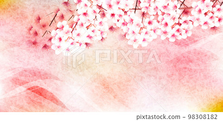 Cherry blossoms Japanese pattern watercolor background 98308182