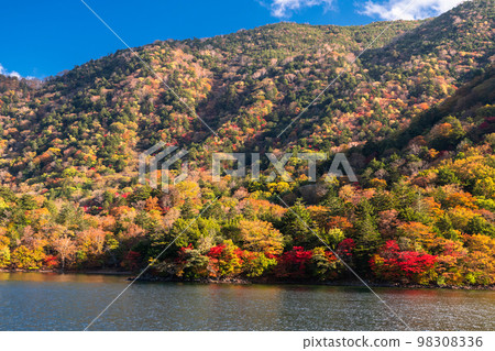 “栃木縣”奧日光的中禪寺湖和秋天的紅葉“來自中禪寺湖遊船” “栃木縣”奧日光的中禪寺湖和秋天的紅葉“來自中禪寺湖遊船” 98308336
