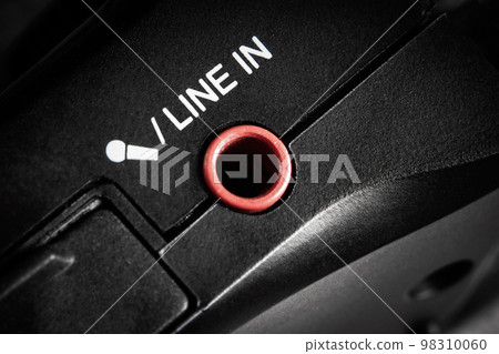 Close-up of line in trs 3.5 mm for microphone audio record 98310060