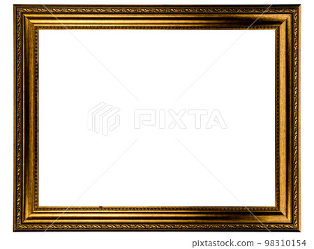 Antique Classic Old Vintage Wooden Rectangle mockup canvas frame isolated on white background. Blank and diverse subject moulding baguette. Design element. use for paint, mirror or photo 98310154