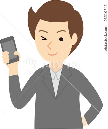 smiling man holding a smartphone 98310743