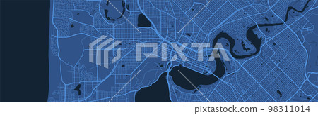 Blue map of Perth city, linear print map. Cityscape panorama. 98311014