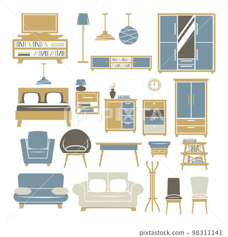 Furniture and decoration for home interior vector 98311141