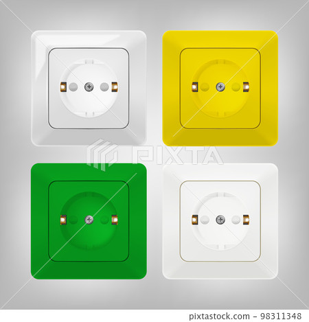 Vector set of different colored electrical sockets. Vector set of different colored electrical sockets. 98311348