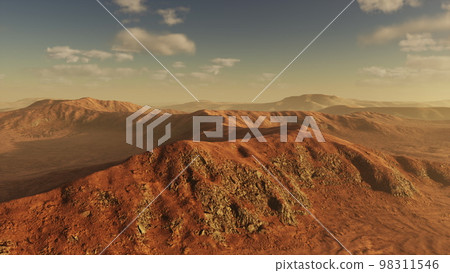 Panorama of red dunes and mountains Panorama of red dunes and mountains 98311546