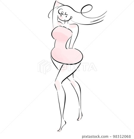 A woman putting out her legs from a miniskirt A woman putting out her legs from a miniskirt 98312068