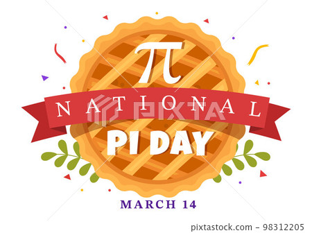 World Pi Day Illustration with Mathematical Constants, Greek Letters or Baked Sweet Pie for Landing Page in Hand Drawn Cartoon Symbol Templates 98312205