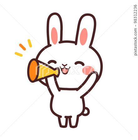 Cute cheering rabbit character Illustration material 98312236
