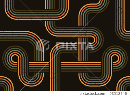 Abstract 1970s retro stripes poster. Vintage halftone, retro color texture pattern flat vector background illustration. Groovy retro 70s style cover Abstract 1970s retro stripes poster. Vintage halftone, retro color texture pattern flat vector background illustration. Groovy retro 70s style cover 98312546