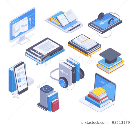 Isometric mobile bookstore, online library, educational literature concept. Virtual bookshelf, modern education, online literature and e-books vector illustration set. Isometric books bundle Isometric mobile bookstore, online library, educational literature concept. Virtual bookshelf, modern education, online literature and e-books vector illustration set. Isometric books bundle 98313179