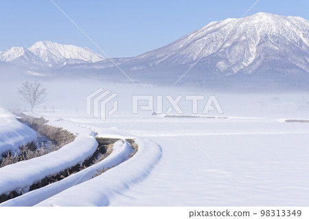 Winter village landscape 98313349