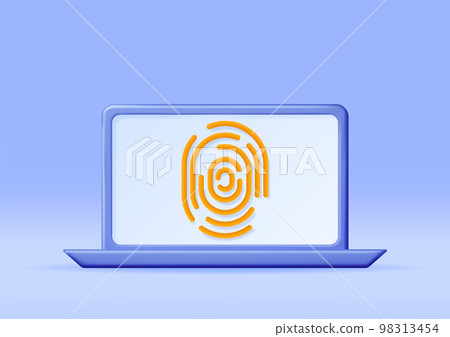 3D Fingerprint on Computer Isolated 98313454