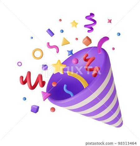 3D Party Popper with Confetti 3D Party Popper with Confetti 98313464