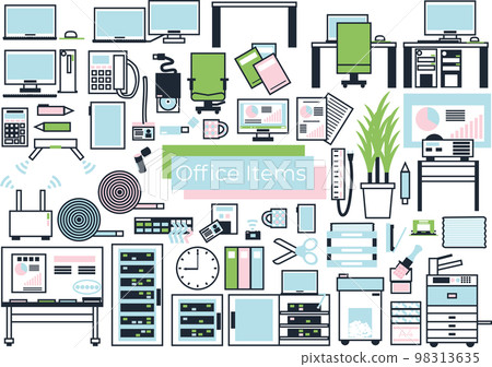 插圖集的辦公用品 98313635