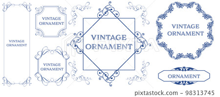 Graphic material: set of oriental pattern, arabesque pattern, antique, decorative ruled vintage frame Graphic material: set of oriental pattern, arabesque pattern, antique, decorative ruled vintage frame 98313745