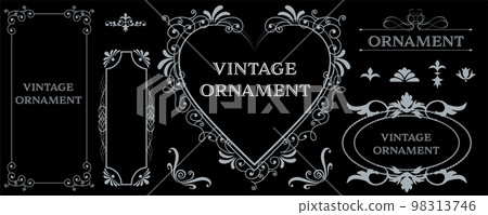 Graphic material: set of oriental pattern, arabesque pattern, antique, decorative ruled vintage frame 98313746