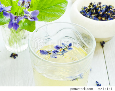 Violet flowers tea 98314171