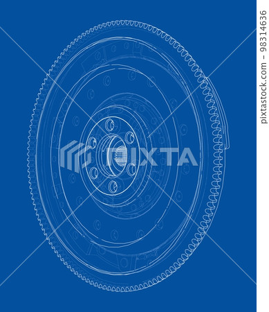 Sketch of clutch basket for the car. Vector Sketch of clutch basket for the car. Vector 98314636