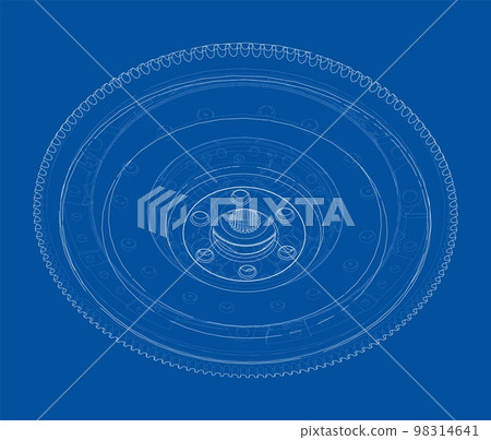 Sketch of clutch basket for the car. Vector 98314641