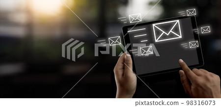 Mail Communication Connection message to mailing contacts phone Global Letters Concept 98316073