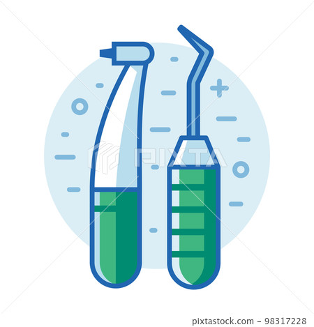 Dentist Instruments Circle Icon in Line Art 98317228