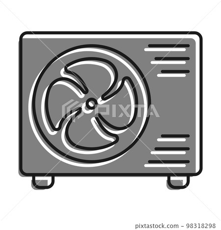 Linear icon. External air conditioner unit with fan. Room cooling and heating. Maintaining comfortable temperature in office. Simple black and white vector isolated on white background Linear icon. External air conditioner unit with fan. Room cooling and heating. Maintaining comfortable temperature in office. Simple black and white vector isolated on white background 98318298