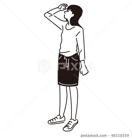 Business bird's-eye view illustration of a woman looking up Business bird's-eye view illustration of a woman looking up 98318359