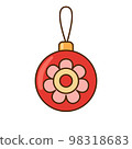 Hand drawn Christmas tree ball with flower isolated on white background. 98318683