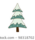 Hand drawn Christmas fir tree with snow icon isolated on white background. 98318702