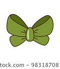 Hand drawn green bow icon isolated on white background. 98318708